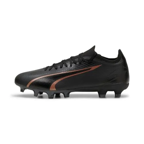 PUMA Unisex Ultra Match FG/AG Fußballschuh, Schwarz-Kupfer Rose, 42.5 EU - Leichte Fußballschuhe mit GripControl Skin für optimale Ballkontrolle und TPU SPEEDPLATE für hervorragende Haftung auf dem Platz.