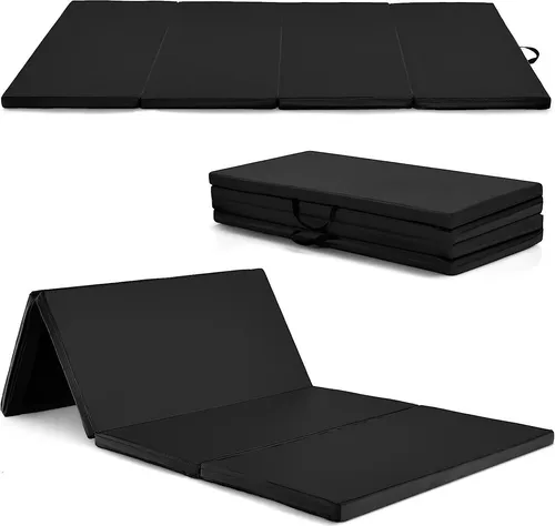 COSTWAY Faltbare Gymnastikmatte 240 x 120 x 5 cm – Schwarz - Vielseitige Gymnastikmatte mit rutschfester Oberfläche und EPE-Schaum für optimalen Komfort. Ideal für Yoga, Pilates und Fitnessübungen. Leicht zu transportieren dank 2 Tragegriffen.