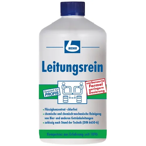 Dr. Becher Bier Rohr Rein - 1 L Konzentrat für hygienische Reinigung - Haushaltsreinigungsmittel für chemische Standreinigung von Bierleitungen, chlorfrei und nach DIN 6650-6 geprüft, sorgt für optimale Hygiene.