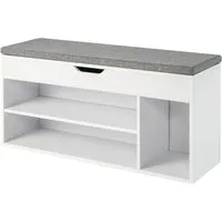 Costway Schuhbank mit Sitzfläche und Stauraum Sitzkissen Grau