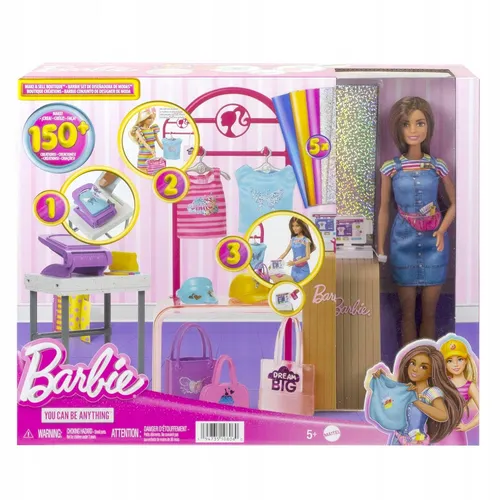 Barbie Mode-Boutique Spielset - Foliendesigns für kreative Modeschöpfer - Puppensets für Kinder ab 3 Jahren, inklusive über 150 origineller Looks und einem realistischen Kreditkartenlesegerät für das Boutique-Erlebnis!