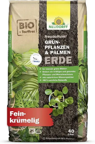 Neudorff Blumenerde Neudorff NeudoHum Grünpflanzen- & PalmenErde 40 L, mit Organischer Naturdünger, (Einzelprodukt, Einzelsack), Torffreie Bio-Erde aus nachwachsenden Rohstoffen