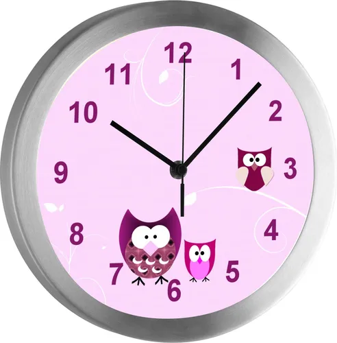 CreaDesign Funkwanduhr Eule Rosa – Kinderuhr für das Kinderzimmer