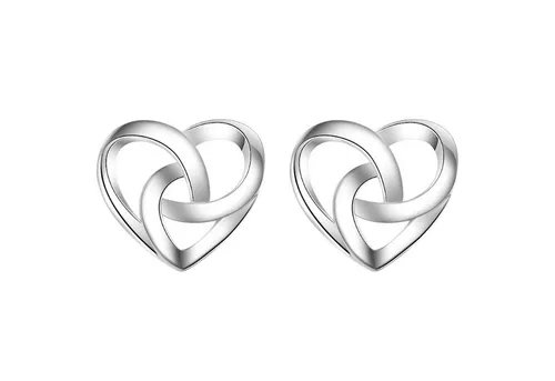 LÖB Paar Ohrstecker Silber Ohrringe Infinity Herz Knoten Ohrstecker Herzform Flach Stecker (Geschenke für Frauen Beste Freundin Mutter Mama Damen zum Geburtstag Weihnachten Weihnachtsgeschenke, Inkl. Schmuckbox), Damen Schlicht Herzen Herzchen Brezel Oktoberfest Dirndl Tracht Dünn