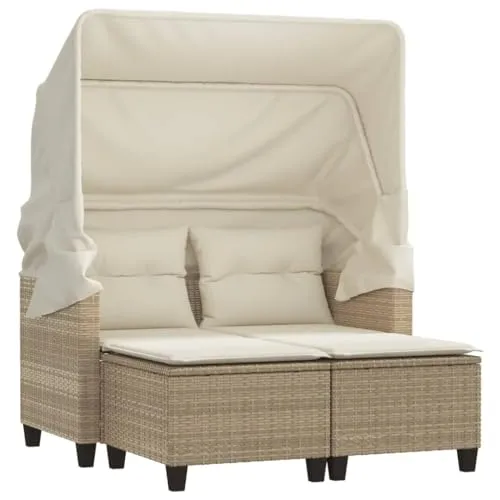 vidaXL Gartensofa 2-Sitzer mit Dach
