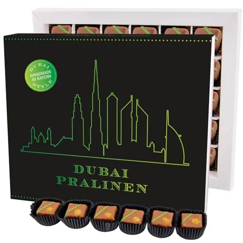 Hallingers Genuss Manufaktur Pralinen Geschenk – Dubai-Style ohne Alkohol, luxuriös handgemacht & zart schmelzender Edelkakao in edler Geschenkbox, feine Confiserie-Qualität - besondere Geschenkidee