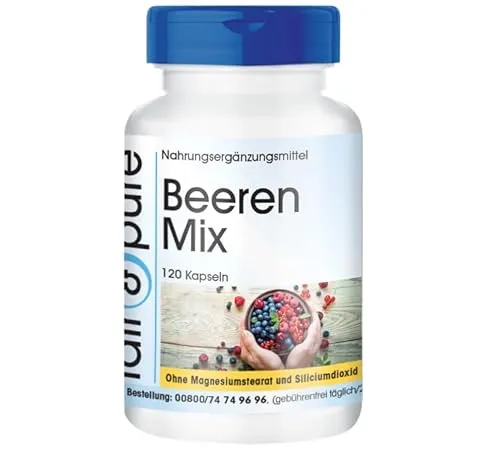 Fair & Pure Beeren Mix, 120 Kapseln, mit 8 Beeren und Spirulina, Multivitamin, Nahrungsergänzungsmittel vegan ohne Magnesiumstearat, in Deutschland hergestellt