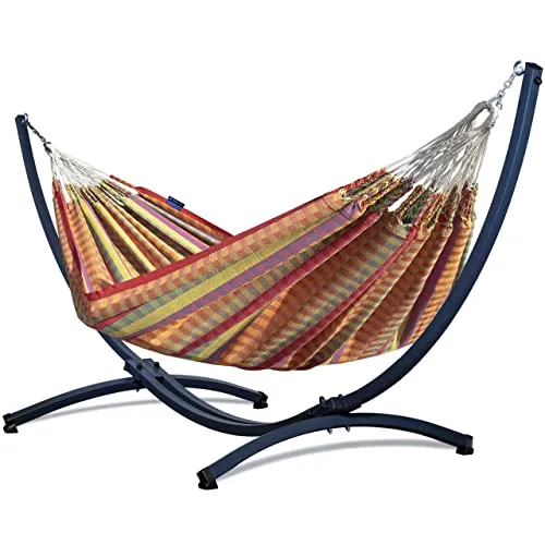 Potenza Outdoor Hängematte mit Gestell für 2 Personen – Bequeme Baumwollhängematte 230x160 cm