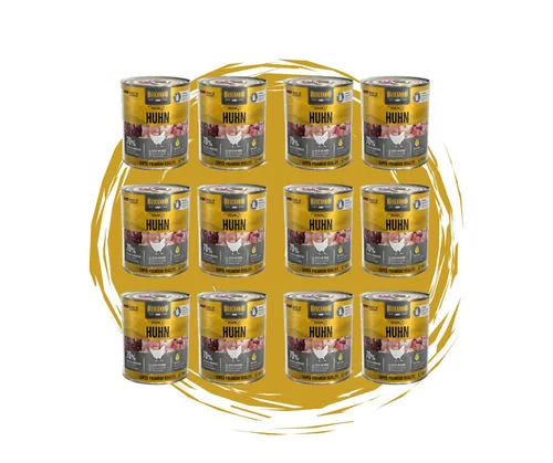 Belcando Baseline Huhn - Getreidefreies Nassfutter für Hunde, 12 Dosen à 800g - Hochwertiges Nassfutter für Hunde mit Huhn und Distelöl. Gut verträglich und ideal für alle Hunderassen. Schonend gegart für eine ausgewogene Ernährung.
