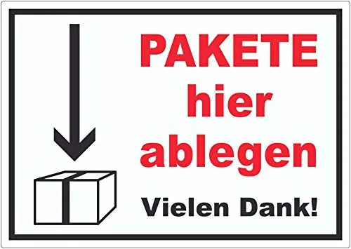 Pakete hier ablegen Aufkleber A8 (52x74mm)