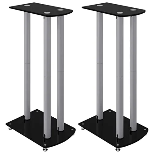 vidaXL Lautsprecher Ständer 2 STK. mit Hartglas und rutschfesten Füßen - Lautsprecherständer für ein optimales Klangerlebnis. Robuste Aluminiumkonstruktion mit Kabelmanagement und rutschfesten Füßen für mehr Stabilität und Ordnung.