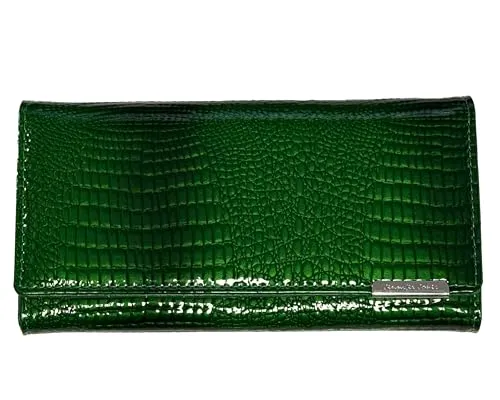 BagandBelt Damen-Bügelbörse-RFID-Kroko-Design GRÜN