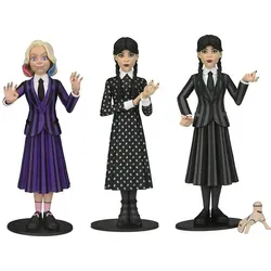 NECA Actionfigur Wednesday Toony Terrors 3er Set - Actionfiguren-Set mit 3 detaillierten Figuren: Wednesday in Nevermore Uniform, klassisches Kleid und Enid. Ideal für Sammler und Fans von Wednesday!