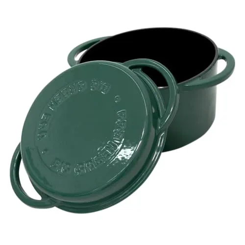 Big Green Egg Dutch Oven, 4L - Vielseitiger Grilltopf in Grün - Grilltöpfe aus hochwertigem Gusseisen mit emaillierter Oberfläche für gleichmäßige Hitzeverteilung. Ideal zum Kochen, Braten, Backen und Schmoren - passend für Big Green Egg Grills.
