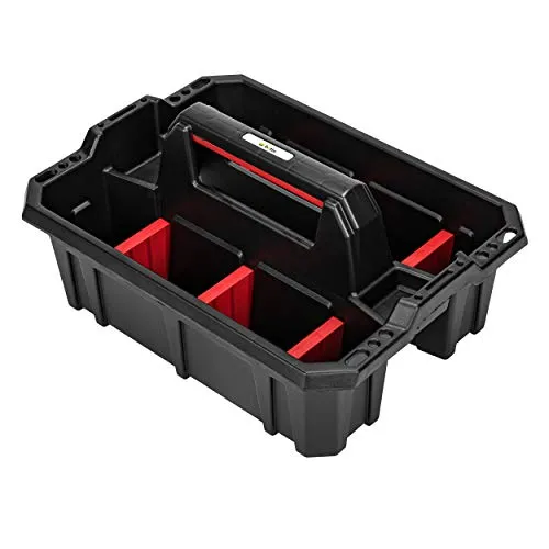 Werkzeugträger Werkzeugkasten Kunststoff schwarz offen Geräteträger leer Garten