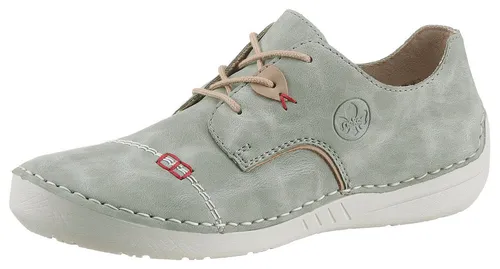 Rieker Damen Schnürschuhe - Grüngrau Kunstleder Größe 41 - Halbschuhe mit rutschfester RIRICON-Sohle für besten Tragekomfort. Ideal für Freizeit und Büro, leicht und fußfreundlich dank schockabsorbierender Innensohle.