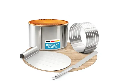 Smart-Planet Tortenring Set 4-teilig - Verstellbarer Backring & Schneidehilfe - Kuchenheber & Tortenheber: Ideal für hohe Torten mit 15cm Höhe, spülmaschinenfest und temperaturbeständig, perfekt für jeden Anlass!