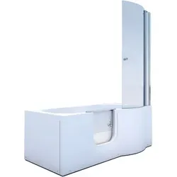 AcquaVapore Komplettdusche Seniorendusche Sitzwanne mit Tür S12D-L-ALL 170x85cm, Sicherheitsglas ESG, inklusive Duschwanne, Schnelle Reinigung, Überlauf Abfluss weiß