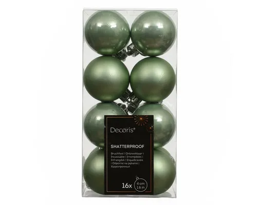 Kaemingk Weihnachtsbaumkugel, Weihnachtskugeln Kunststoff 4cm 16 Stück - Matchagrün