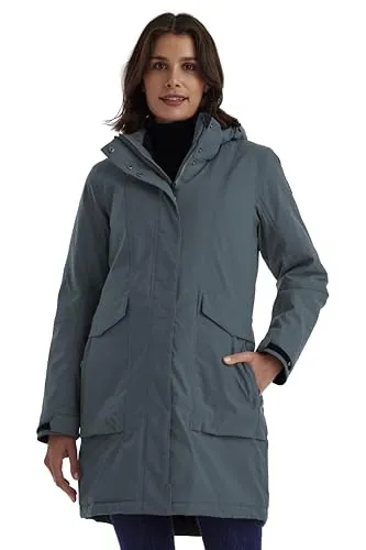 KILLTEC Damen Funktionsparka - Wasserdicht & Atmungsaktiv - Sportlicher Damenparka in graublau, wasserdicht mit einer Wassersäule von 10.000 mm, atmungsaktiv und mit abnehmbarer Kapuze – ideal für kalte Tage.