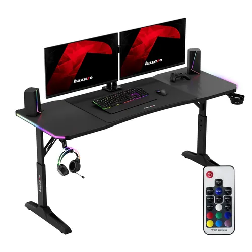 Huzaro Hero 4.6 RGB Gaming Tisch – höhenverstellbar, 160x60 cm mit LED-Beleuchtung