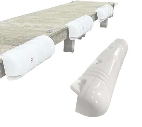F26 Boot Stegfender Lang aufblasbar Kanten Boxenfender Dock Bumper Motorboot Segelboot Marine Fender Allwetter Anlegefender Lang 90cm x 25cm Gross Weiss