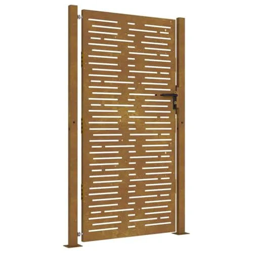 vidaXL Gartentor Cortenstahl 105x180 cm - Abschließbar & Robust - Gartentor aus wetterfestem Cortenstahl mit elegantem lasergeschnittenem Design. Ideal für Garten oder Terrasse, bietet Sicherheit und benötigt keine Wartung.