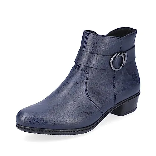 Rieker Damen Biker Boots Y0775 - Wanderschuhe für Damen, modische Biker Boots aus Kunstleder mit bequemen Blockabsatz und praktischem Reißverschluss – ideal für den Übergang.