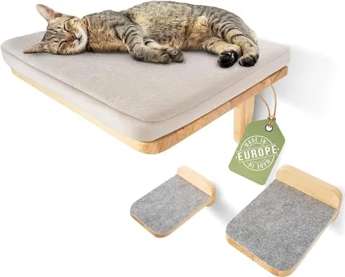 WOOWOOD® Kletterwand Katzen inkl. 2X Katzentreppe Wand [extrem Stabil] Katzen Wandelemente, Kratzbaum Wand, Katzenhängematte, Katzen Wand, Katzenwand, Wandkratzbaum, Katzenmöbel, Kletterwand Katzen