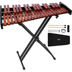 VEVOR Glockenspiel, 37 Noten, professionelles Xylophon-Schlaginstrument aus Holz, mit höhenverstellbarem Ständer aus Kohlenstoffstahl, 4 Schlägeln, Tragetasche, Musikinstrumenten-Set für Anfänger
