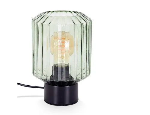 Hofstein Tischleuchte aus Metall/Glas in Schwarz/Grün - Moderne Tischlampe für den Innenbereich, Höhe 20 cm, mit elegantem Glasschirm und praktischem An-/Ausschalter – perfekt für Esszimmer, Flur oder Wohnzimmer.