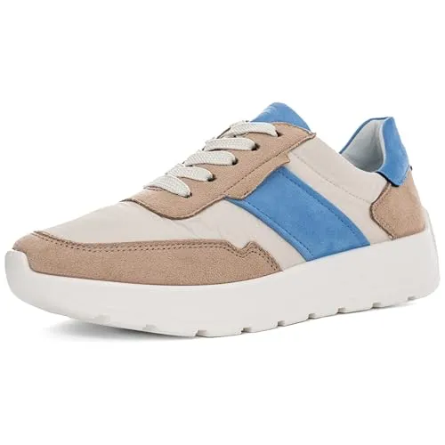 ara Damen New York Sneaker - Sand/Cream/Azzuro, 39 EU Weit - Damen-Sneaker mit Wechselfußbett und High Soft Technologie für optimalen Komfort den ganzen Tag.