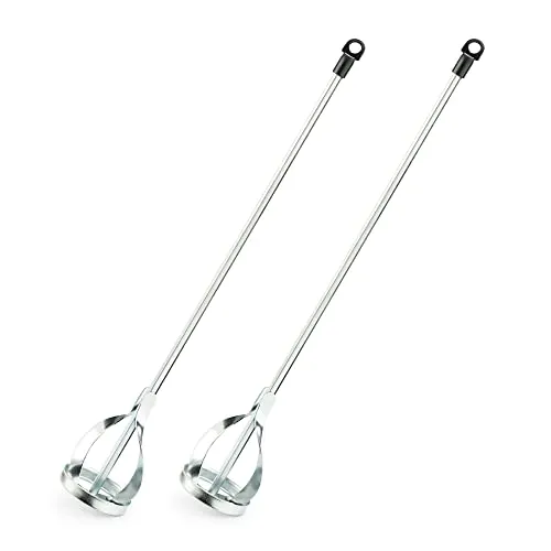 Navaris 2x Rührstab Bohrmaschinen Paint Mixer - Quirl 6x40cm aus Stahl 2er Set - Mörtelrührer für Farbe Lack Lasuren - Bohrmaschinen Farbrührer verzinkt - klein