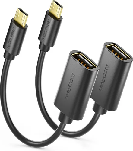 deleyCON 2 Stück USB 2.0 High Speed OTG Adapter - USB A zu USB Micro B - S7 S7 Edge S6 S6 Edge S5 S4 Note 5 4 3 - Schwarz