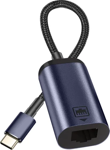 USB-C auf Ethernet Adapterkabel, Länge 10cm – Dunkelgrau