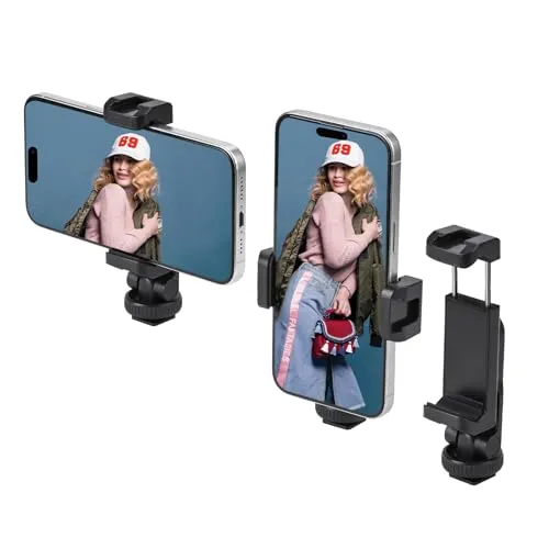 Flymile Universeller Smartphone-Handyhalterung, Handy Stativ halterung Adapter für Selfie-Stick Tripod, mit 2 Kaltschuh & 1/4