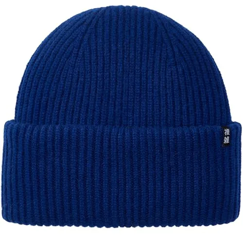 Enter the Complex® Oversize Beanie Mütze, Damen und Herren, Made in Italy, 100% feinste Merinowolle, Gerippt, Royal Blau