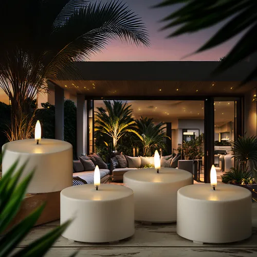 LED Kerzenset THEA - 4er Set mit Fernbedienung - Klassische Tischleuchten - Hochwertige LED Kerzen mit realistischer 3D Flamme, bis zu 1000 Stunden Leuchtdauer und einstellbare Helligkeit für eine gemütliche Atmosphäre drinnen und draußen.