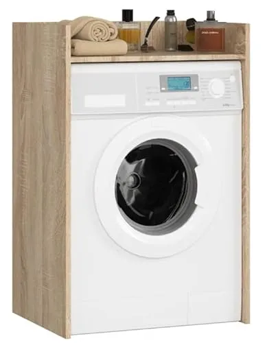 BDW Waschmaschinenschrank 97,5x64x50 cm, für Waschmaschine & Wäschetrockner, Badezimmerschrank Hoch, Badezimmer Möbel, Bad Schrank Badezimmerschrank (Eiche Sonoma)