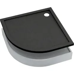 AQUABAD® Duschwanne SET Basic Black Stone 80x80cm R55 Viertelkreis - Moderne Duschwanne in eleganter Steinoptik, ideal für schnelle Fliesenverlegung. Rutschhemmende Oberfläche und verstärkte Ränder sorgen für Stabilität und Sicherheit. Leicht zu reinigen und perfekt für Ihr Badezimmer.