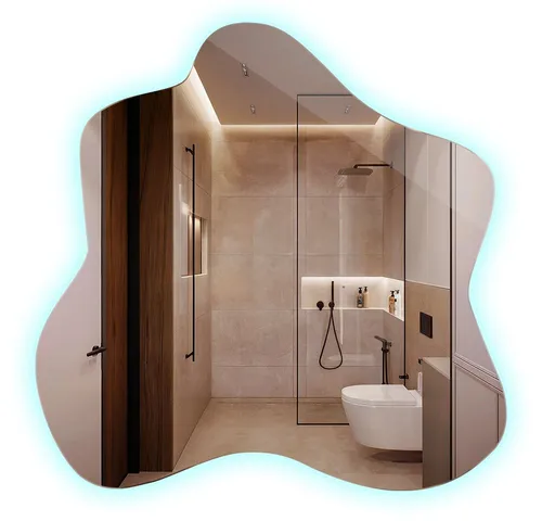 Tulup LED-Lichtspiegel 58 cm – Beleuchteter Spiegel in unregelmäßiger Form - Eleganter LED-Lichtspiegel für den Flur, 58 x 58 cm, mit energiesparender Beleuchtung für stimmungsvolles Licht und modernes Design.