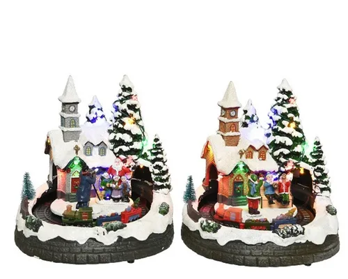 Kaemingk LED Weihnachtsdorf Szene 18 x 19 x 20 cm bunt - LED-Figuren für festliche Stimmung, leuchtendes Weihnachtsdorf mit bunten Farben und detailreicher Gestaltung, perfekt für die Weihnachtsdekoration.