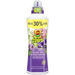 Compo Dünger Balkon- und Kübelpflanzendünger, Flüssigdünger, extra Eisen, 1,3 Liter