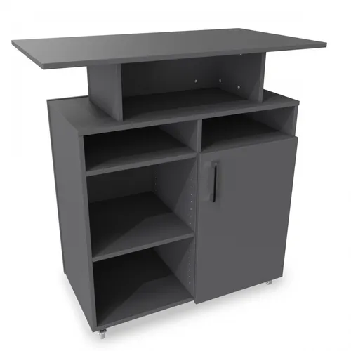 Verkaufstheke Empfangstheke Ladentheke Kassentheke Holztheke rollbar mit Schrank