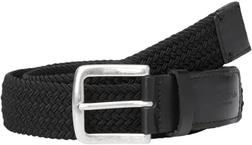Marc O'Polo Herren Gürtel geflochten aus Stoff, Schwarz (Black), 105 - Herren-Gürtel mit geflochtenem Design, aus hochwertigem Material-Mix für optimalen Tragekomfort. Edle Leder-Details und verstellbare Länge für den perfekten Sitz.
