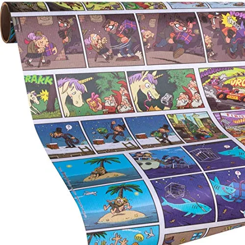 COMIC Geschenkpapier für Kinder & Jugend | 5 Meter Rolle Einpackpapier | passend für Mädchen & Jungs zum Geburtstag, Einschulung, etc.