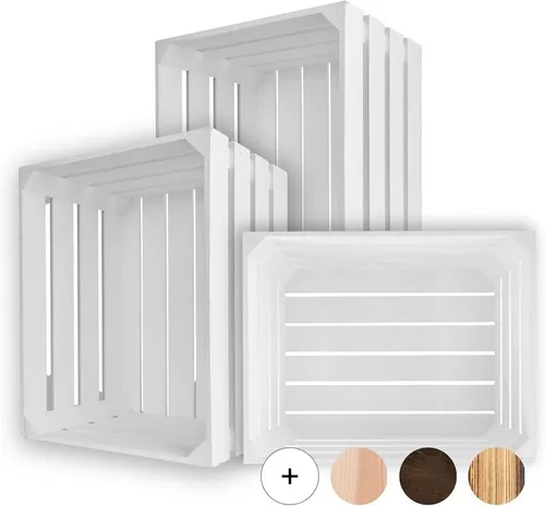 Creative Deco Holzkiste 3x Weinkisten Set Obstkiste Holz (3 Kisten)