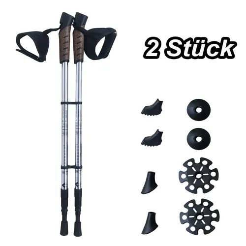 VOSSBACH® 1x Paar Teleskop Treckkingstöcke Silber Nordic Walking Wanderstöcke