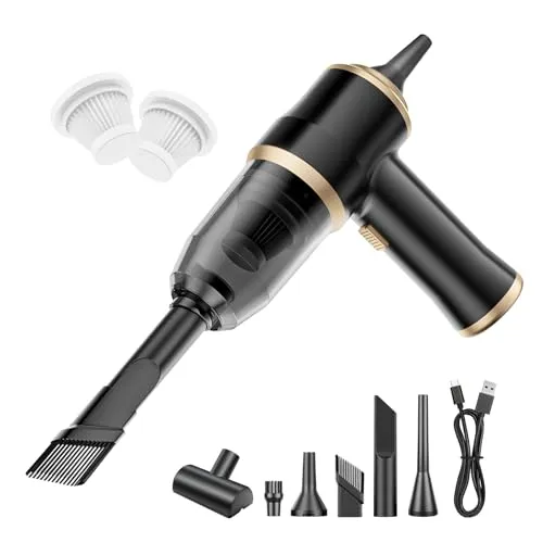 Nikocreos Kabelloser Mini-Handstaubsauger für Auto – Tragbarer Staubsauger mit Hoher Leistung, LCD-Display und Multi-Düsen, Geeignet für Auto, Haushalt, Büro, Sofa, Tierhaare und Tastatur