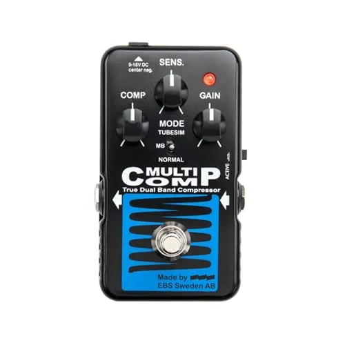 EBS MultiComp Blue Label - Premium Bass-Kompressor - Effektgerät für E-Bass mit analogen Schaltungen und Sensitivity-Regler für optimale Anpassung. Genießen Sie warme Röhrensounds und präzise Klangkontrolle im Multiband-Modus.